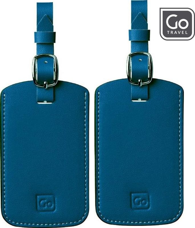Go Travel Bagasjemerker PU-skinn 2-pk, blå
