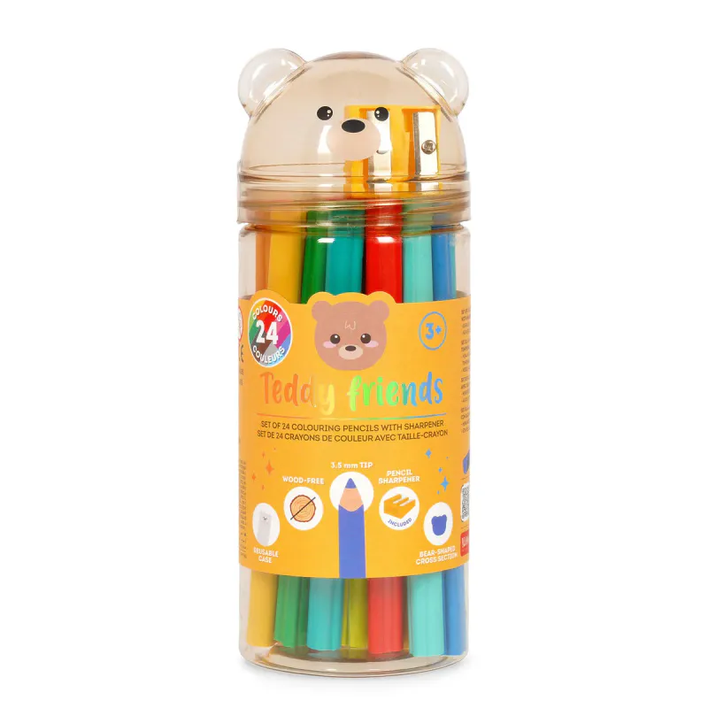 Fargepenner 24pk Teddy Friends 