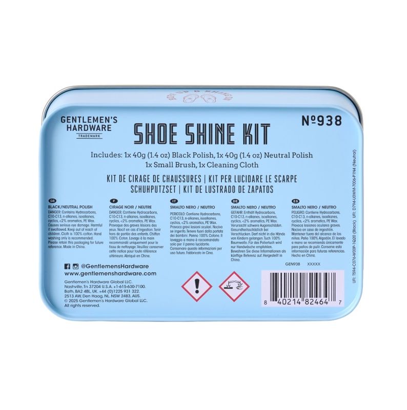 Shoe Shine Kit skopussesett i metallboks fra Gentlemen's Hardware