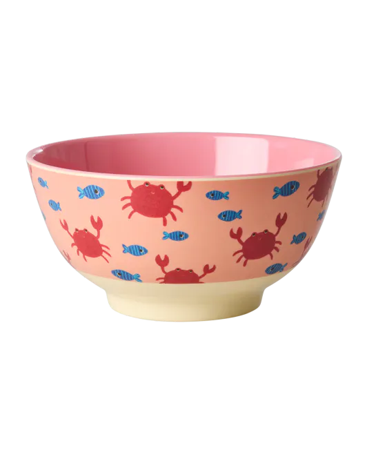 Hovedbilde Rice bolle i melamin – coral med krabbe motiv (15 cm)