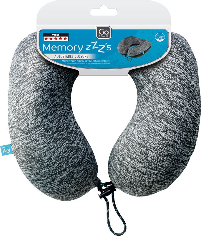 Nakkepute Memory Foam Zzz med blå tag - Go Travel