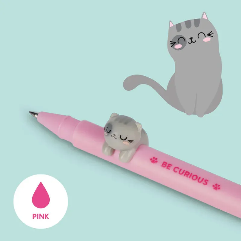 Gel penn m. avtakbar Katt, rosa blekk