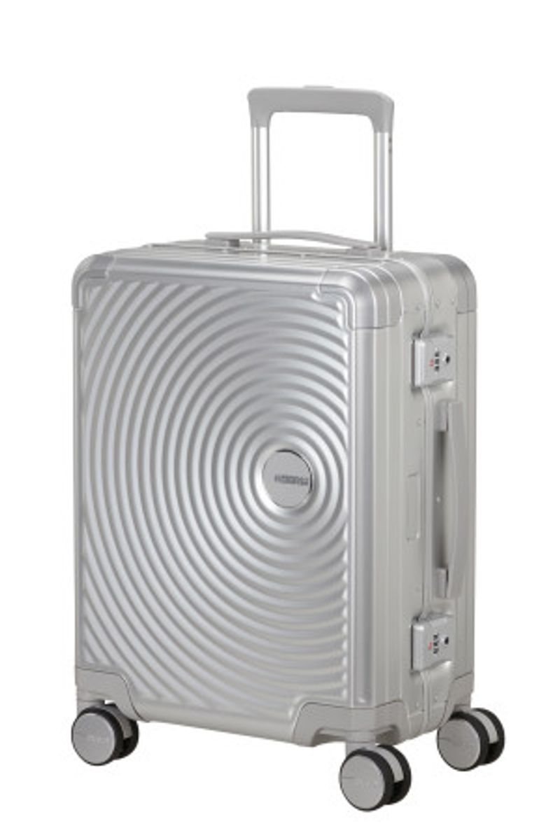 American Tourister Soundbox Alu Spinner 55 cm – Silver