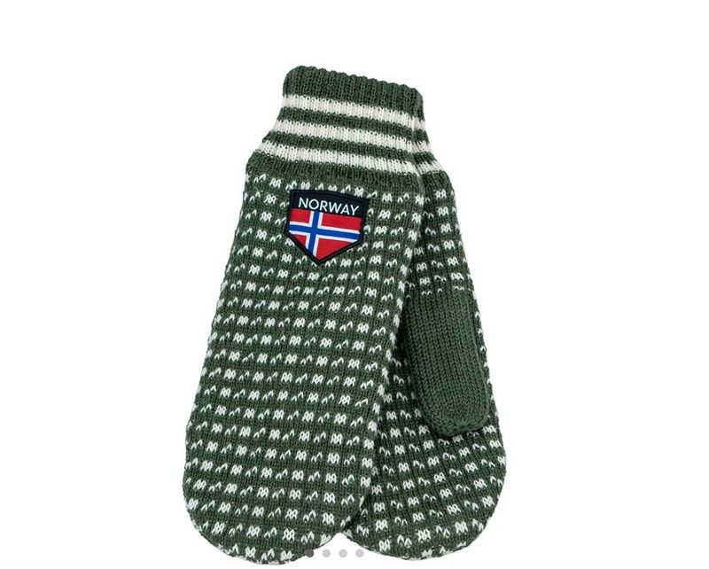 Strikkevotter Islender, grønn/hvit, S/M