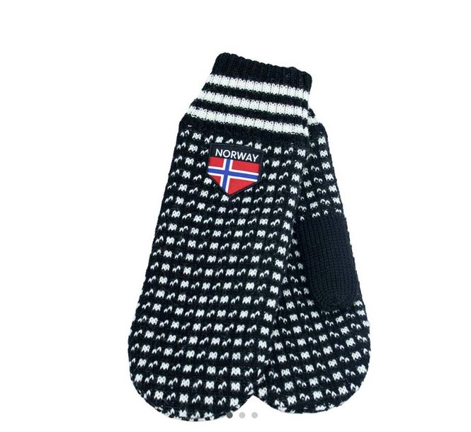 Hovedbilde Strikkevotter Islender, sort/hvit, L/XL