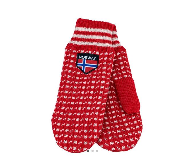 Hovedbilde Strikkevotter Islender, rød/hvit, L/XL