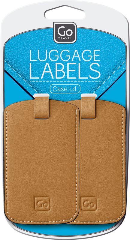Go Travel Bagasjemerker PU-skinn 2-pk, beige
