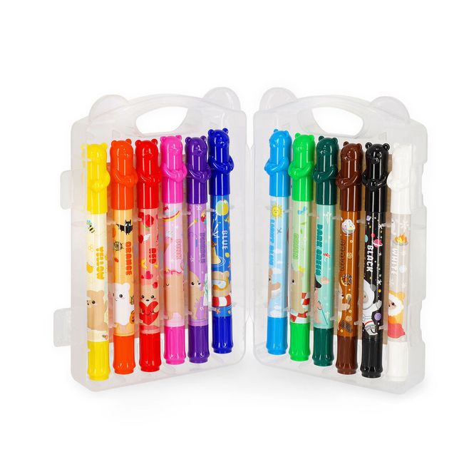 Hovedbilde Teddy Friends Voks fargestifter 12 pk twist