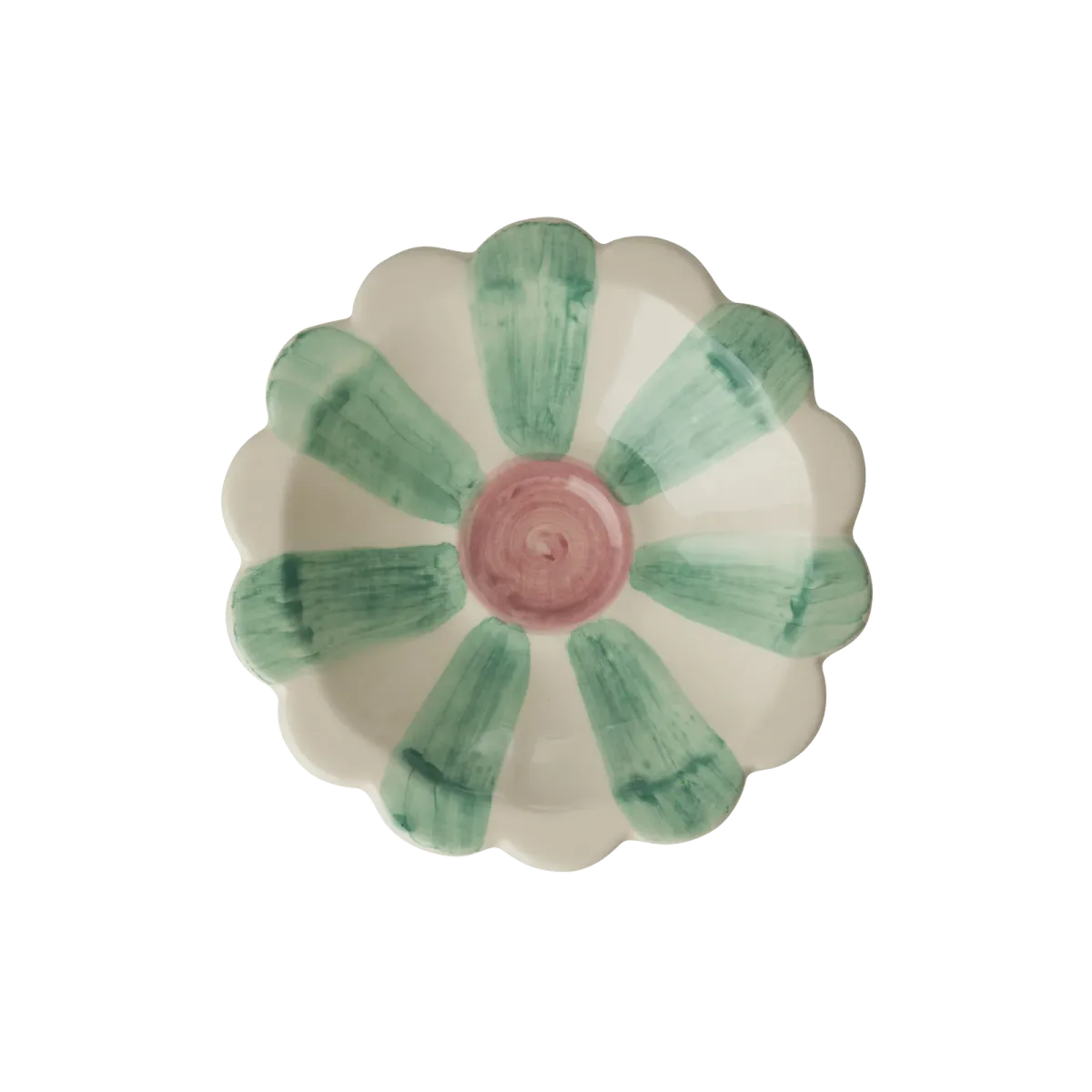 Rice liten skål i keramikk – grønne striper (12,5 cm)