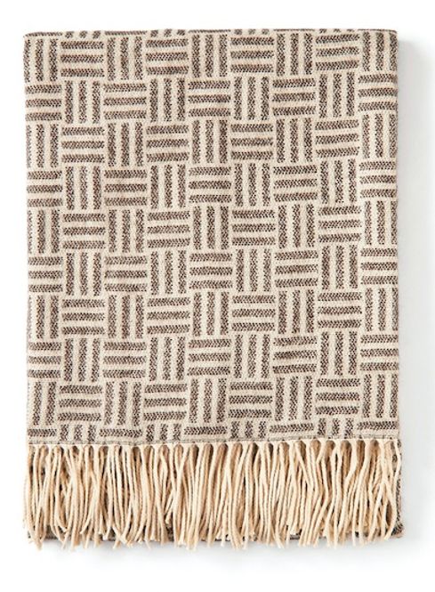 Hovedbilde Lenox Jacquard-vevd pledd, mørk beige fra Vinga Of Sweden 