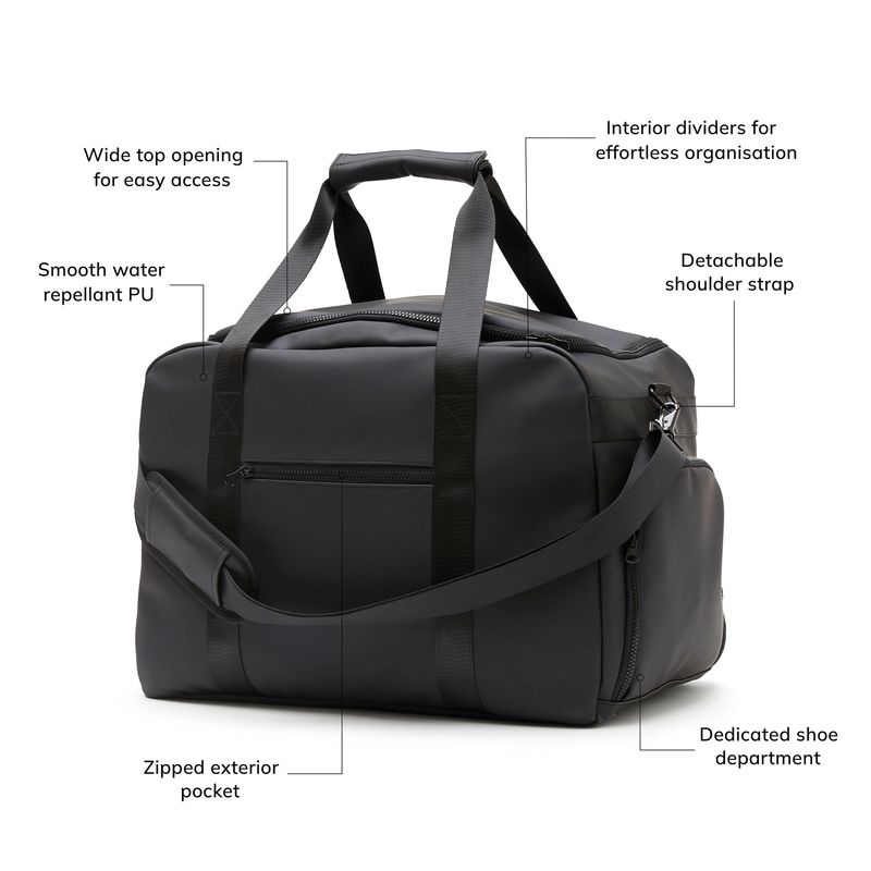 Baltimore treningsbag med skopose – nubuck PU-skinn – Black