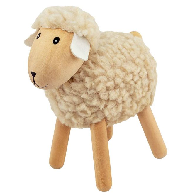 Hovedbilde Sau av tre & ull, beige, stor